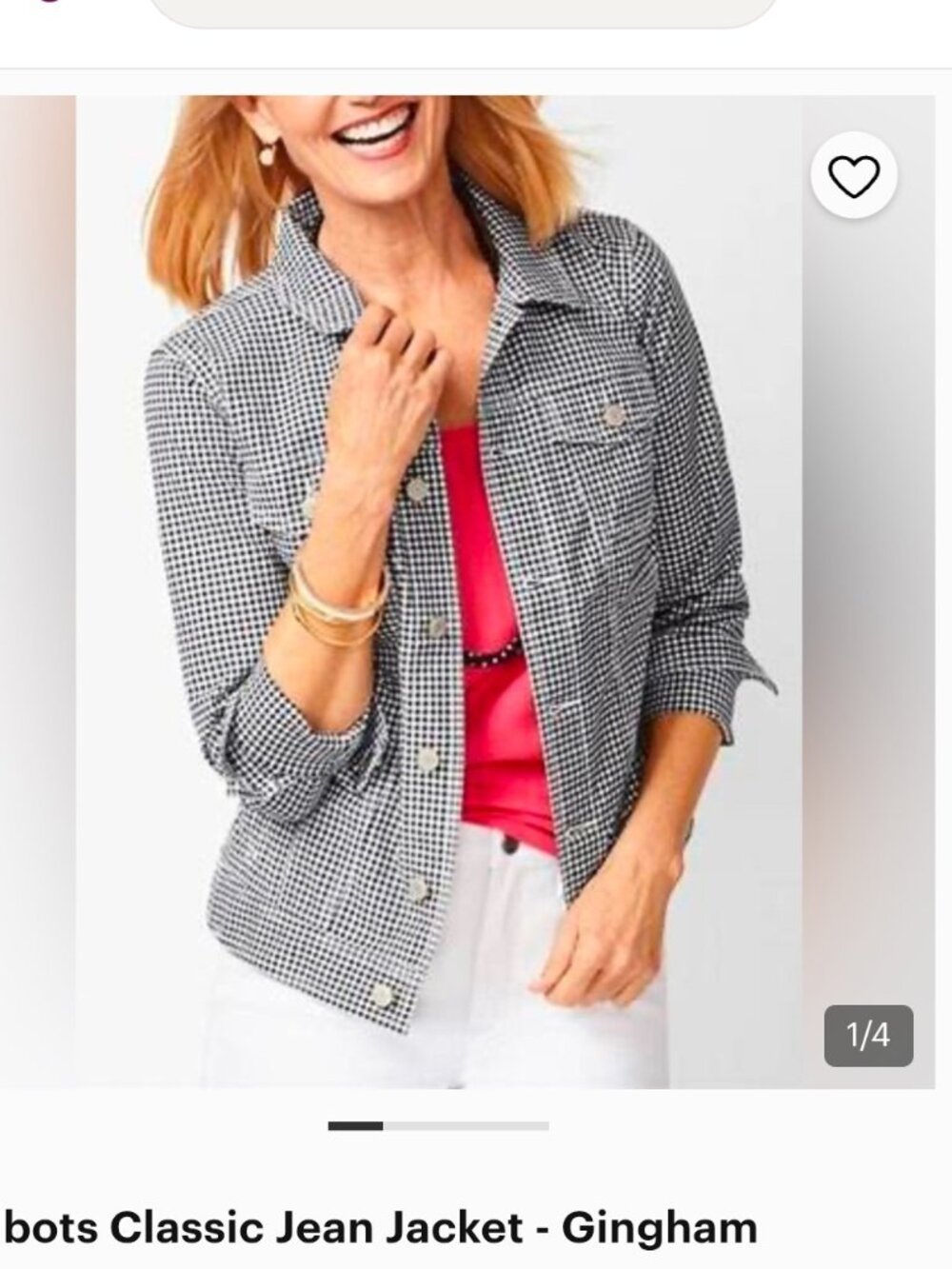Talbots Classic Jean Jacket/Small Navy Gingham Checks Womens Medium
